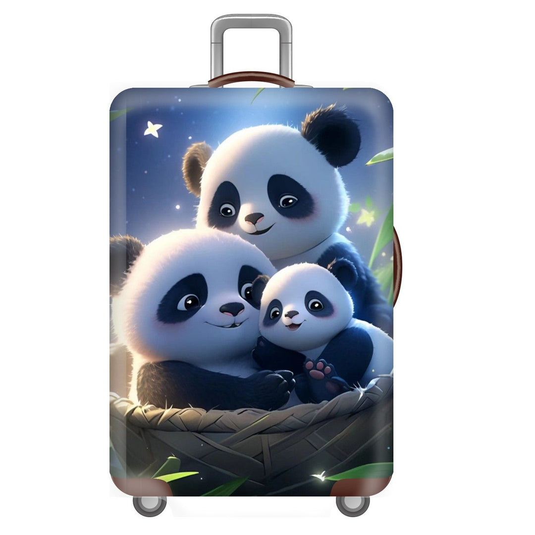 Unisex non-elastic suitcase cover for hard shell trolley with cute panda design, stretch protective cover with handle and wheel openings Bowlift