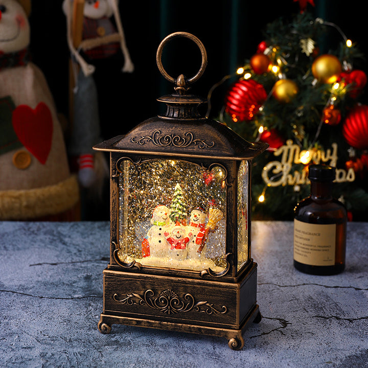 Glittering Christmas lantern with snow scenes Bowlift