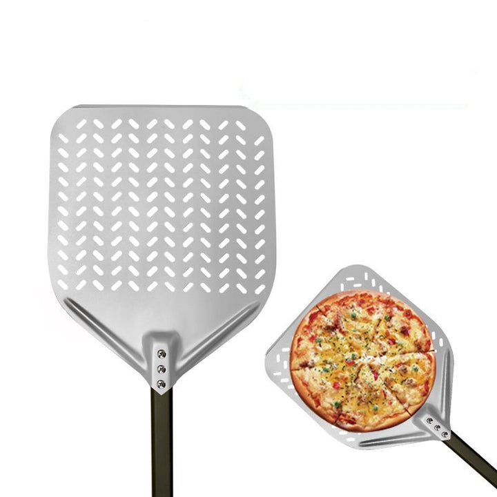 perforated aluminum pizza peel with long ergonomic reinforced handle Bowlift
