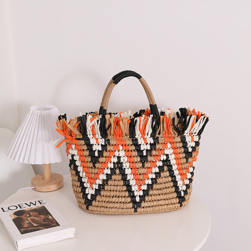 Stylish straw bag with eye-catching pattern Bowlift