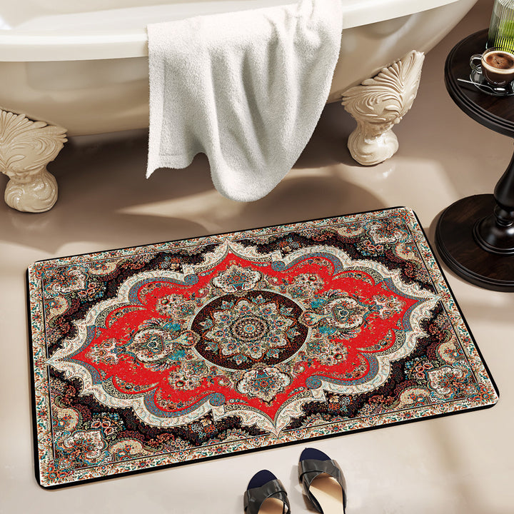 Elegant Floral Bathroom Area Mat Bowlift