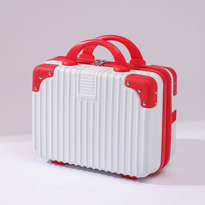 compact hard-shell travel vanity cosmetic and tech organizer with ribbed shell reinforced corners removable padded insert Bowlift