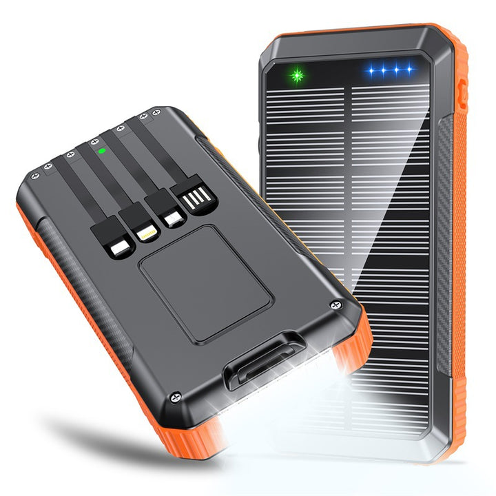 Power bank with solar charging function and integrated LED lamp Bowlift
