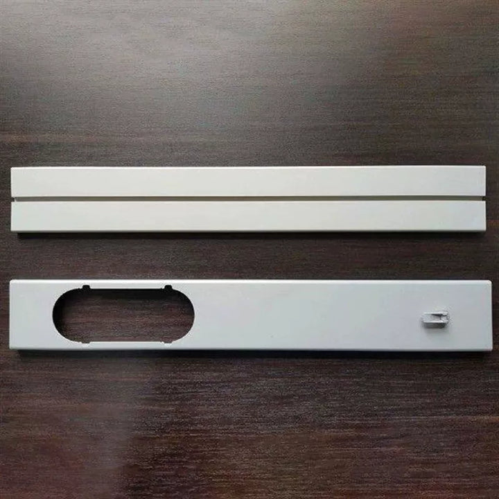 Unisex one-size portable air conditioning window vent adapter kit with adjustable sliding plate and oval exhaust connection Bowlift