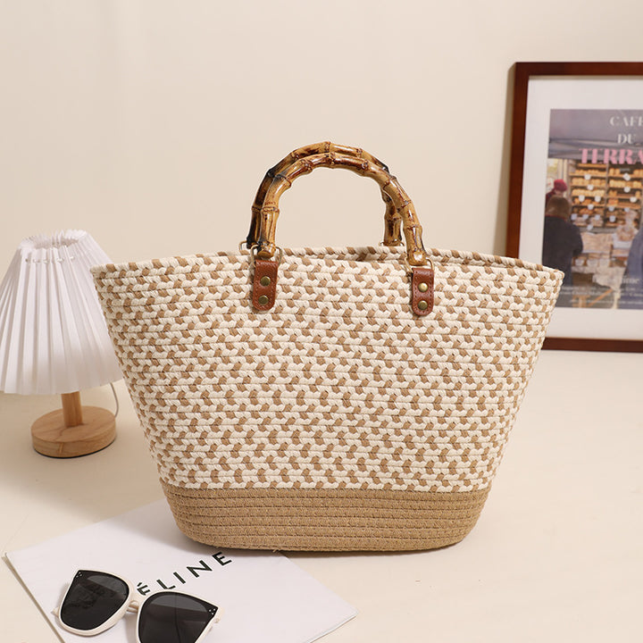 Elegant bamboo handle shopping bag Bowlift