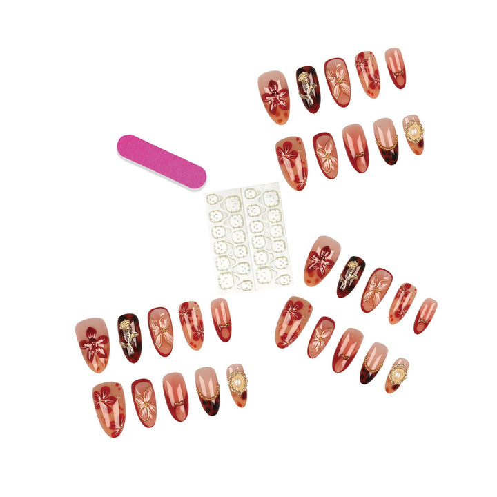 Artistic Floral Design Press-On Nails