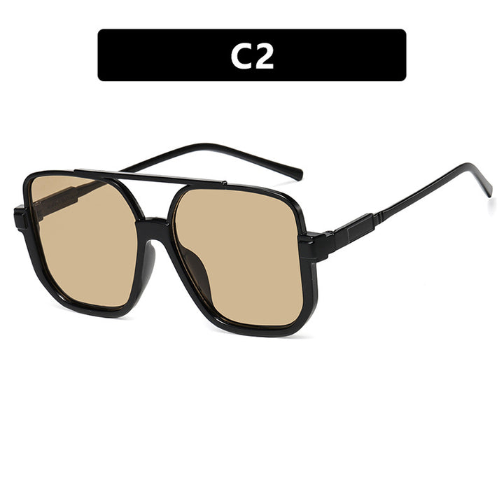 Women's square sunglasses with transparent frame and green tinted lenses Bowlift