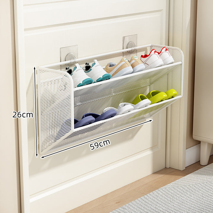 slim overdoor mesh shoe rack organizer with ventilated angled shelf Bowlift