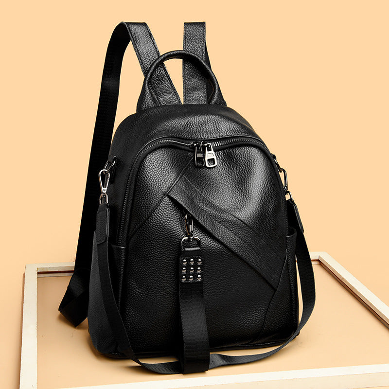 Vintage-Inspired Textured Leather Backpack Bowlift