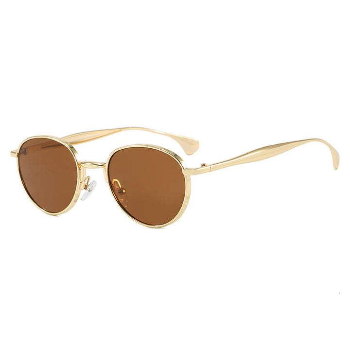 Women's round sunglasses with elegant metal frame and UV protection Bowlift