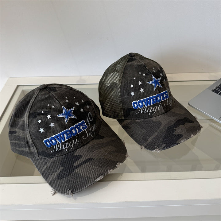 Men's Distressed Camouflage Graphic Baseball Cap Bowlift
