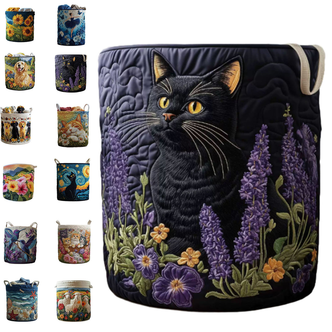 Quilted Decorative Laundry Storage Basket With Rope Handles Collapsible Fabric Organizer