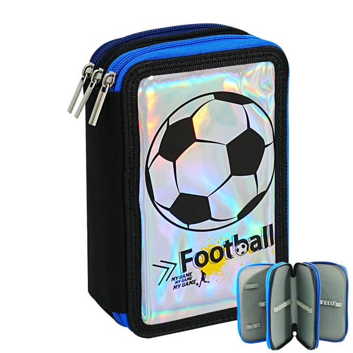 Football-Themed Multi-Zipper Pencil Case Bowlift