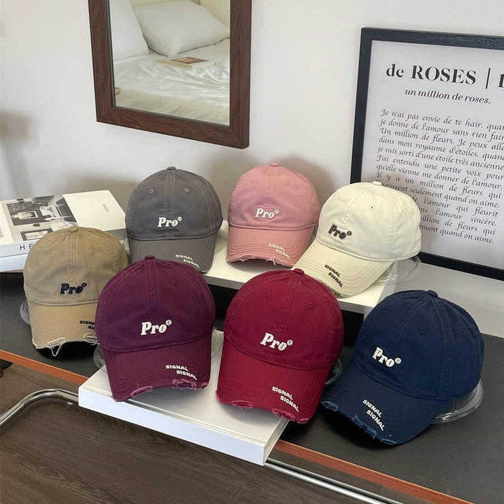 Women's Casual Distressed Embroidered Baseball Cap Bowlift