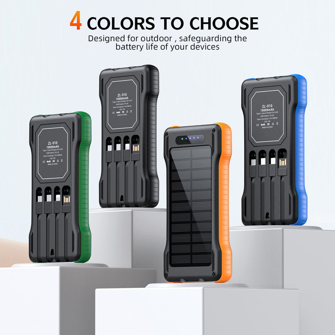 Powerful Solar Power Bank with Multifunctional Charging Cables Bowlift