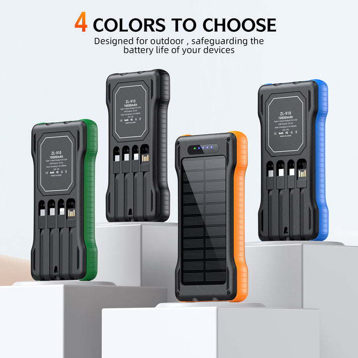 Powerful Solar Power Bank with Multifunctional Charging Cables Bowlift