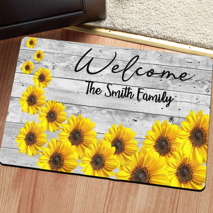 Decorative Bee Hive Welcome Indoor Outdoor Low-Profile Doormat With Non-Slip Rubber Backing