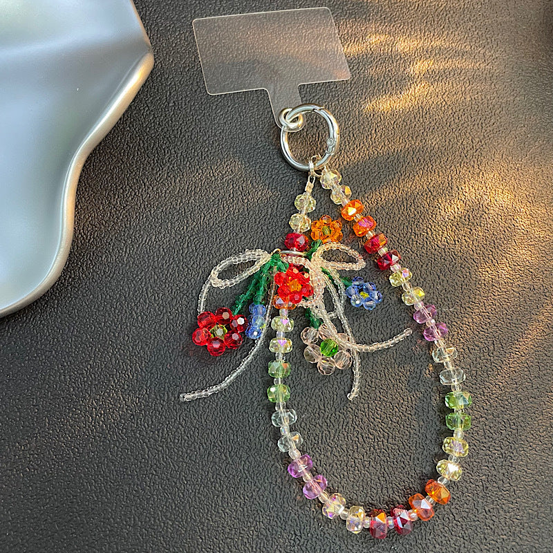 Beaded Flower Charm Keychain Bowlift