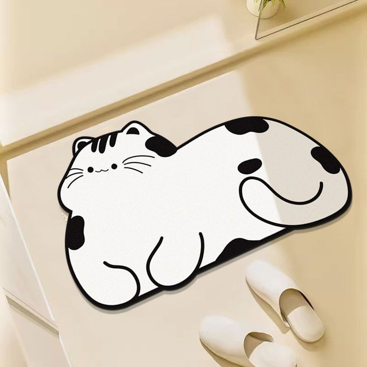 Fun Cat-Themed Decorative Floor Mat Bowlift