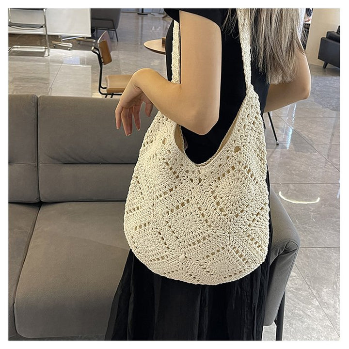 Handcrafted Hobo Bag with Unique Macrame Structure Bowlift