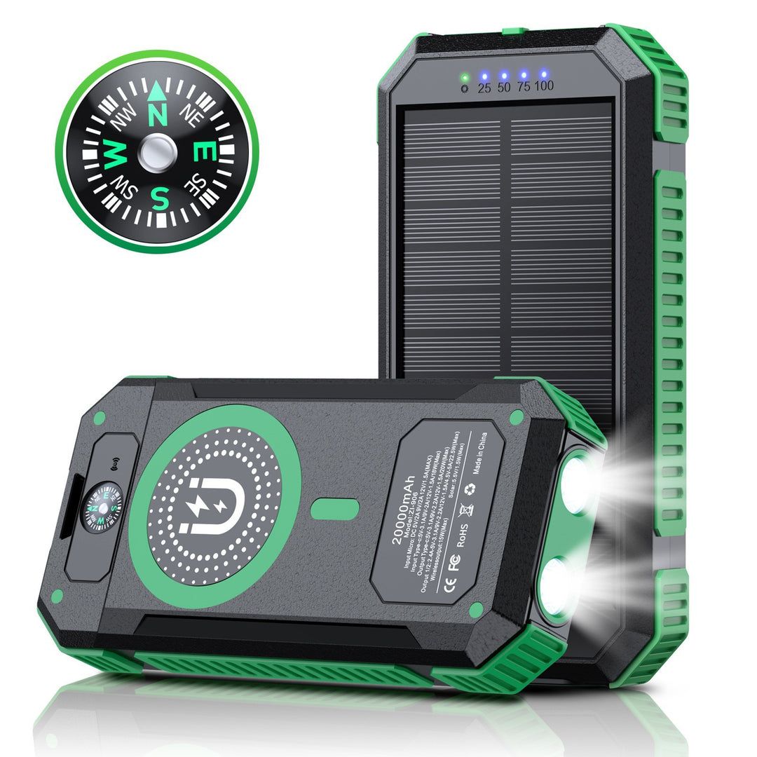 Portable Solar Power Bank with LED Light and Compass Bowlift