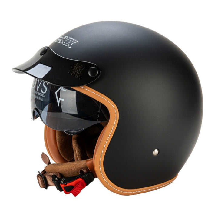 Retro Half-Face Motorcycle Helmet with Visor Bowlift