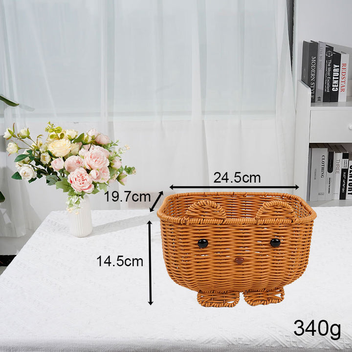 Cute Animal-Themed Woven Storage Basket Bowlift