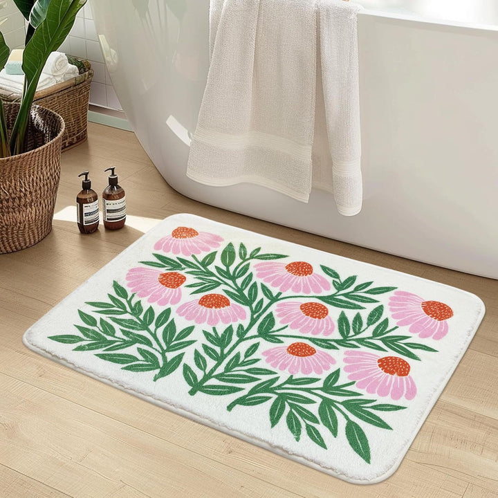 Luxurious Floral Design Bath Mat Bowlift