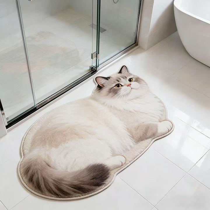 Cat-Shaped Bath Mat Bowlift
