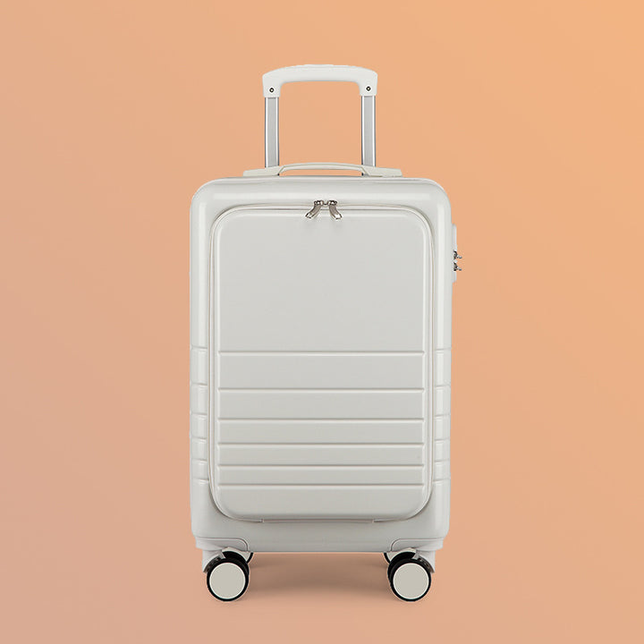 carry-on hardshell front-pocket spinner suitcase with quick-access compartment telescopic handle and smooth full-rotation wheels Bowlift