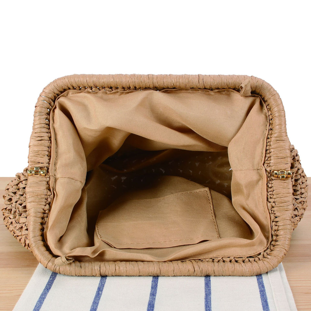 Handbag with Decorative Wooden Handles Bowlift