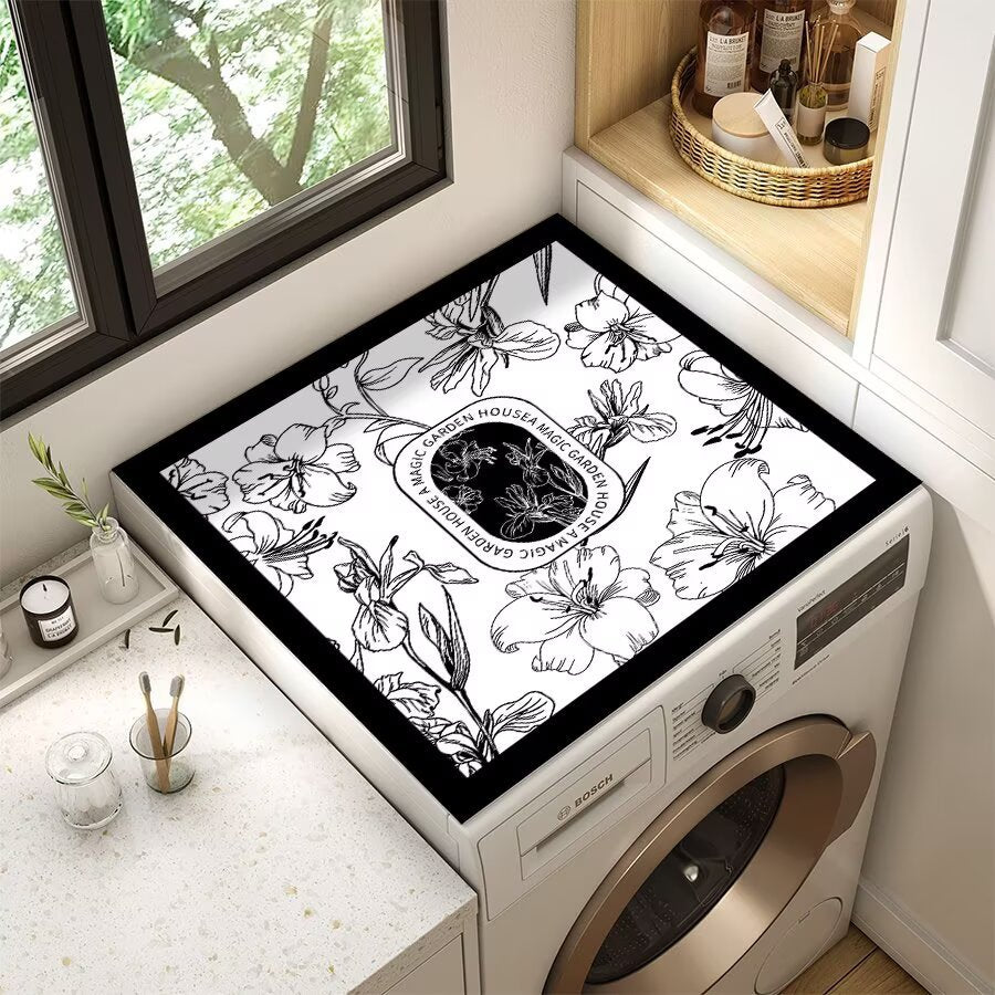 Decorative Floral Laundry Room Counter Mat Bowlift