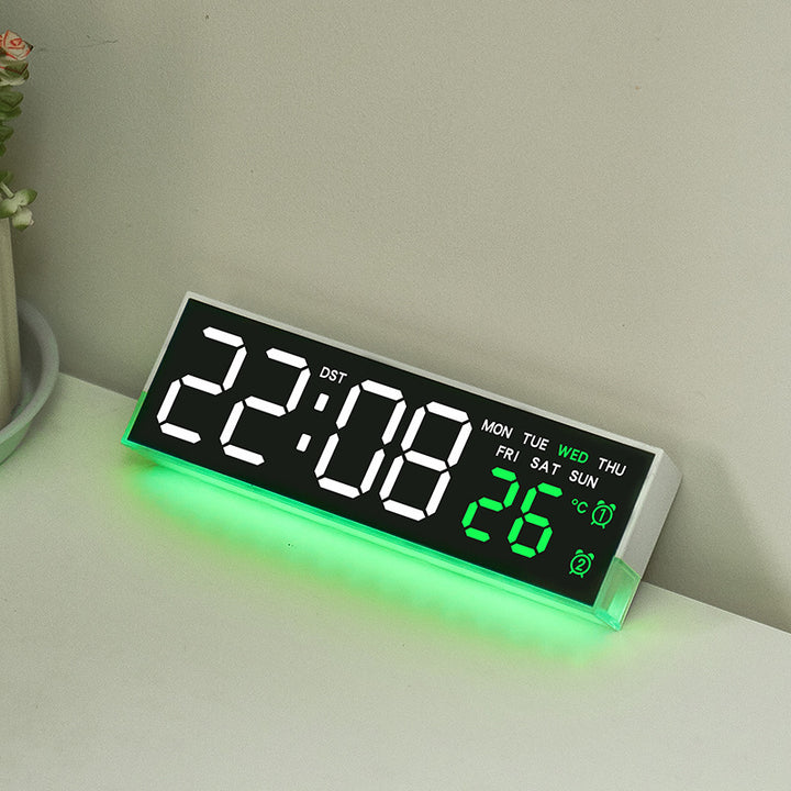 Large LED Digital Alarm Clock with Dual Alarms Temperature Readout and Adjustable Ambient Night Light Bowlift