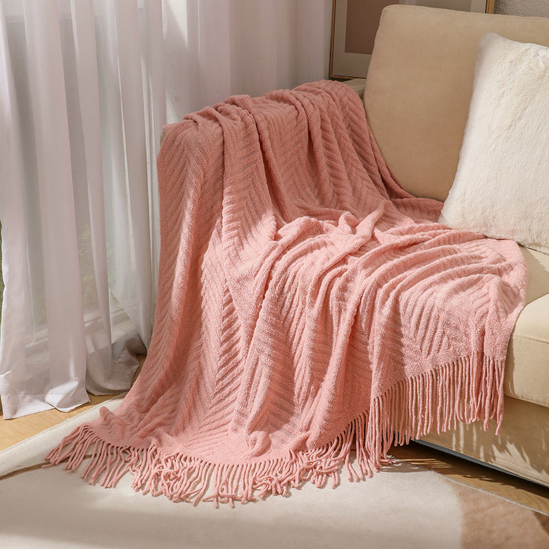 Cozy Knit Fringe Blanket Bowlift