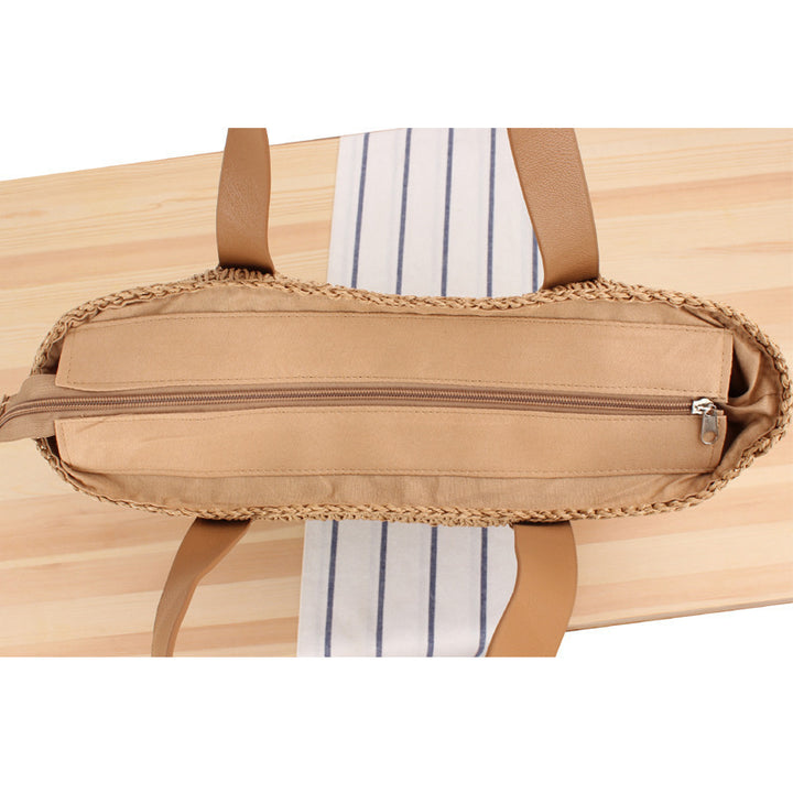 Braided shopping bag with elegant leather handles Bowlift