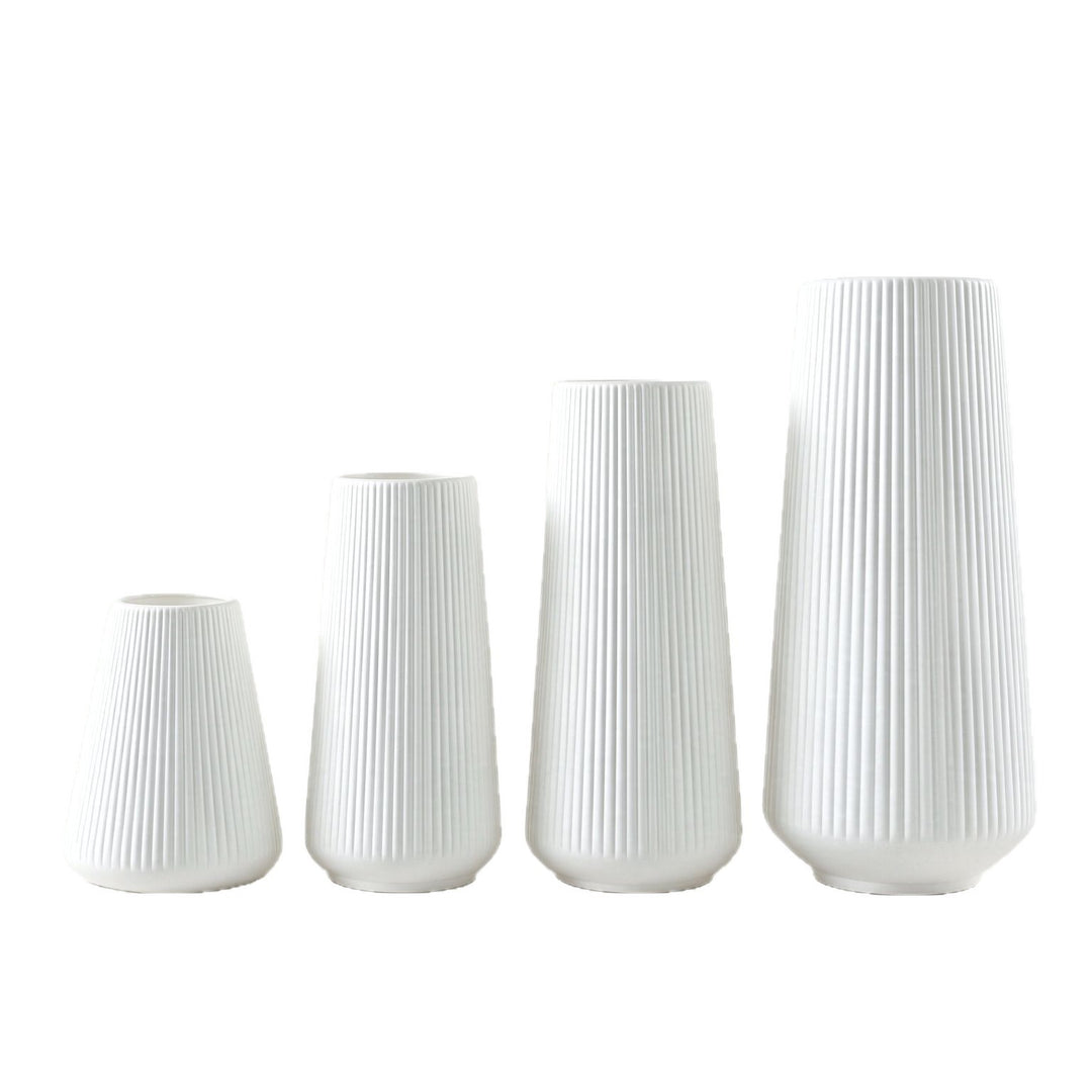 Modern Vertical Ribbed Ceramic Vase Bowlift