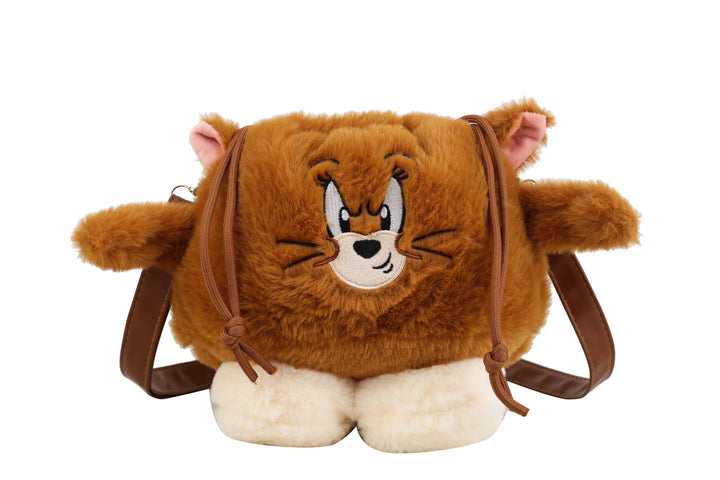 Plush Shoulder Bag with Animal Motif and High Cuddliness Bowlift