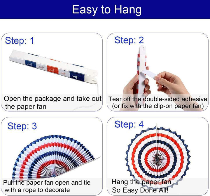Unisex nan patriotic hanging paper fan and tassel party decoration set Bowlift