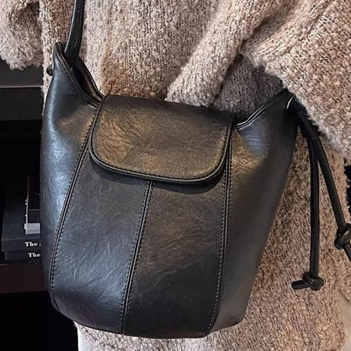 Casual Leather Bucket Bag Bowlift
