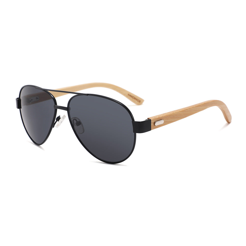 Rimless oversized cat eye polarized sunglasses with wood-effect temples Bowlift