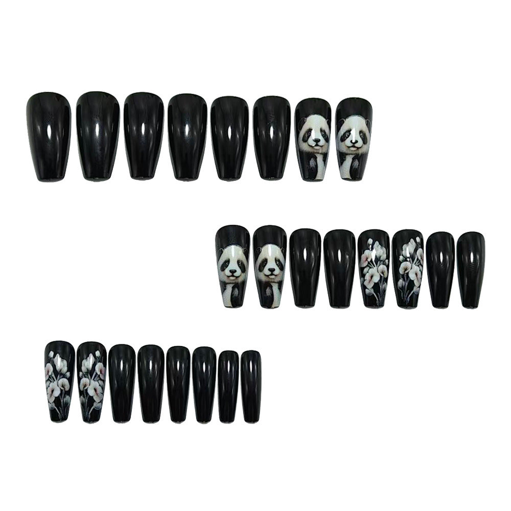 Artificial nails with playful panda and flower design Bowlift
