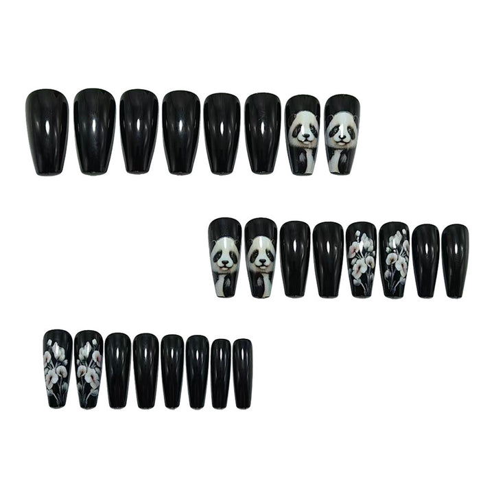 Artificial nails with playful panda and flower design Bowlift