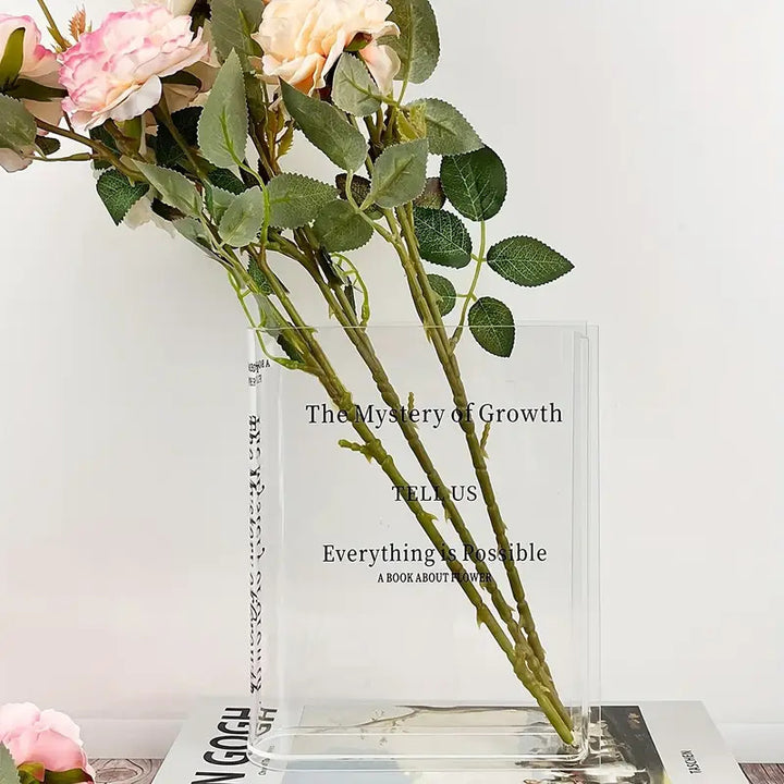 Slim Acrylic Standing Display Vase For Single-Stem Arrangements And Narrow Ledge