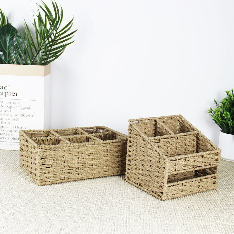 Multi-Sectional Woven Storage Basket Bowlift