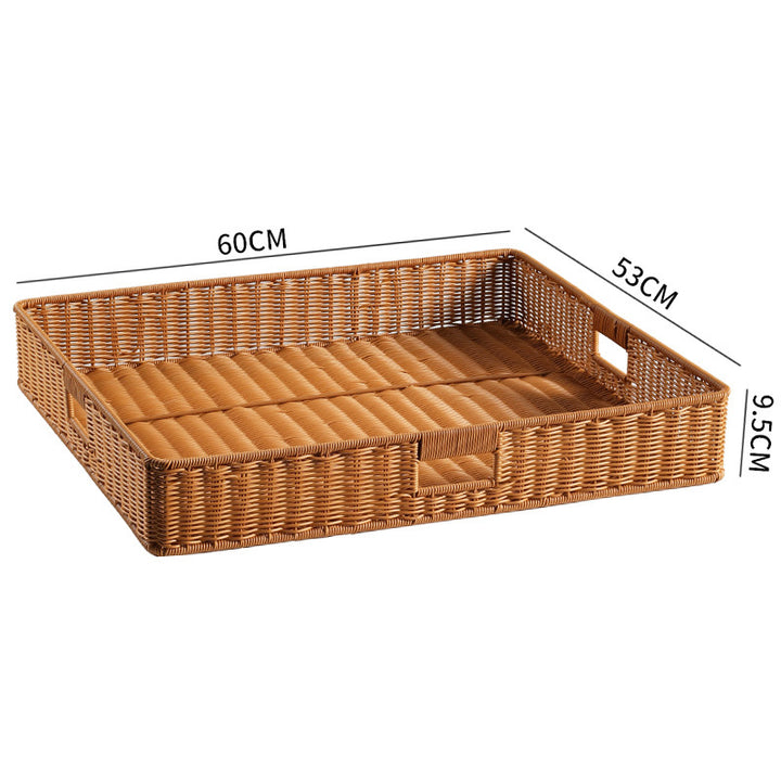 Handwoven Rectangular Storage Bin with Cutout Handles Bowlift