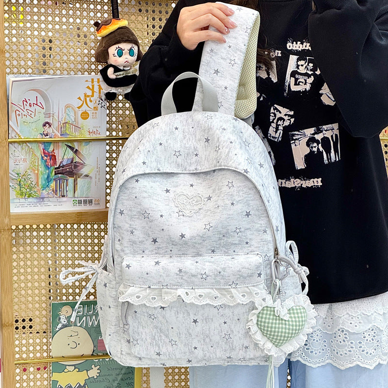 Cute Decorative Star-Embellished Backpack Bowlift