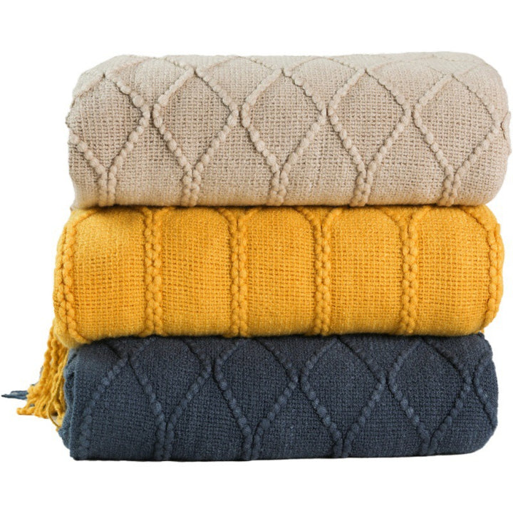 Luxurious Woven Textured Throw Blanket Bowlift