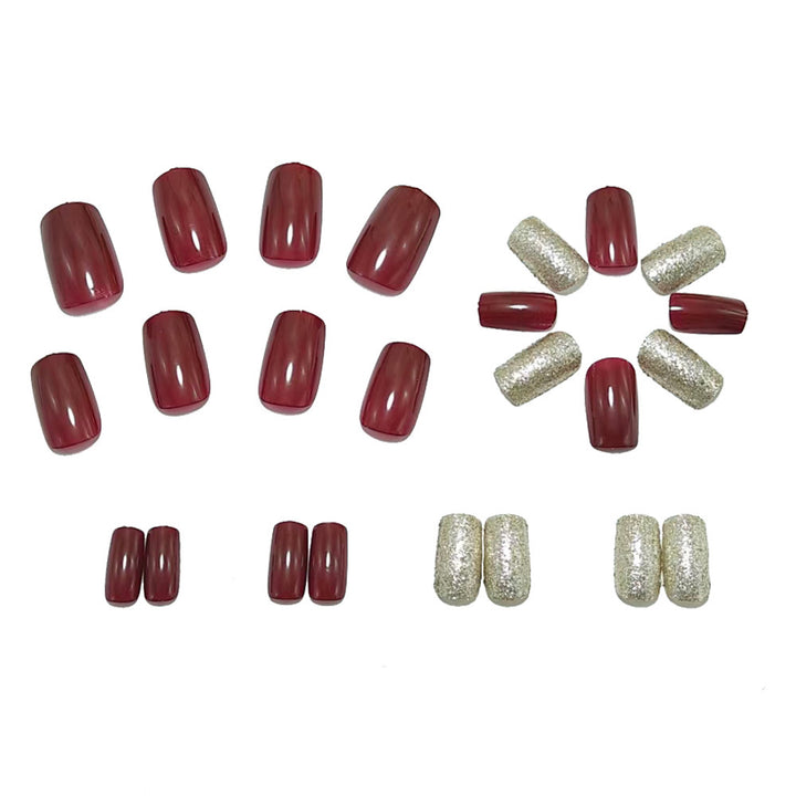 Artificial nails with high-gloss finish and glitter accents Bowlift