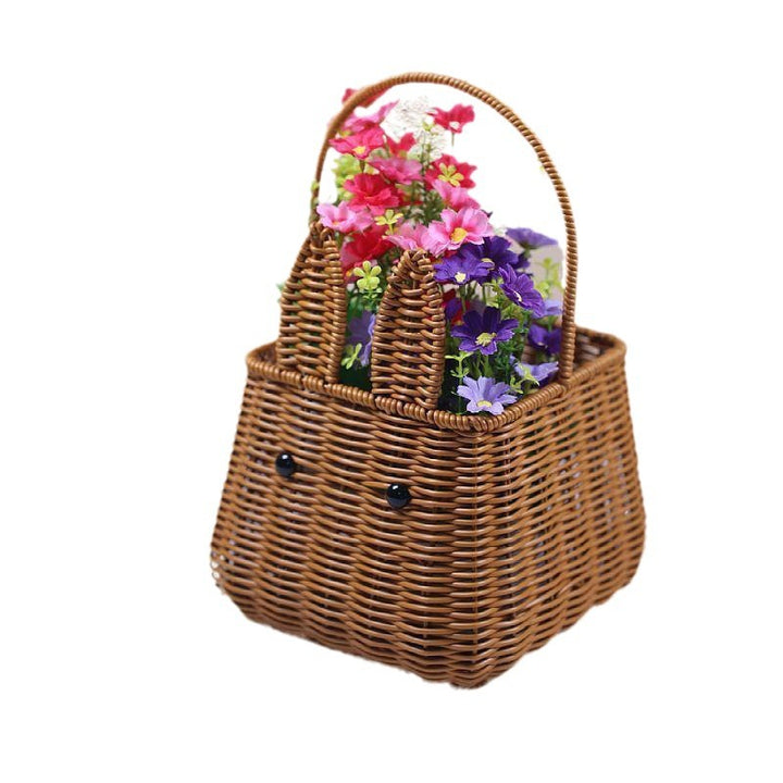 Whimsical Rabbit-Shaped Woven Basket Bowlift
