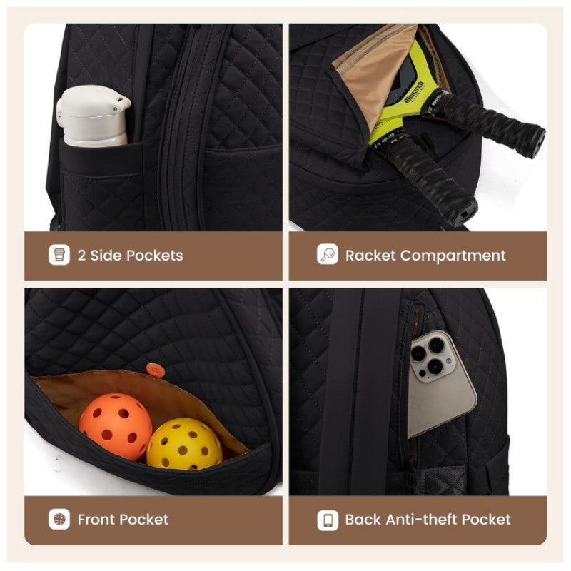 Stylish Quilted Tennis Backpack Bowlift